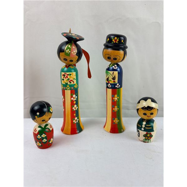 Oriental wooden Vintage Figures (Bobble Heads)