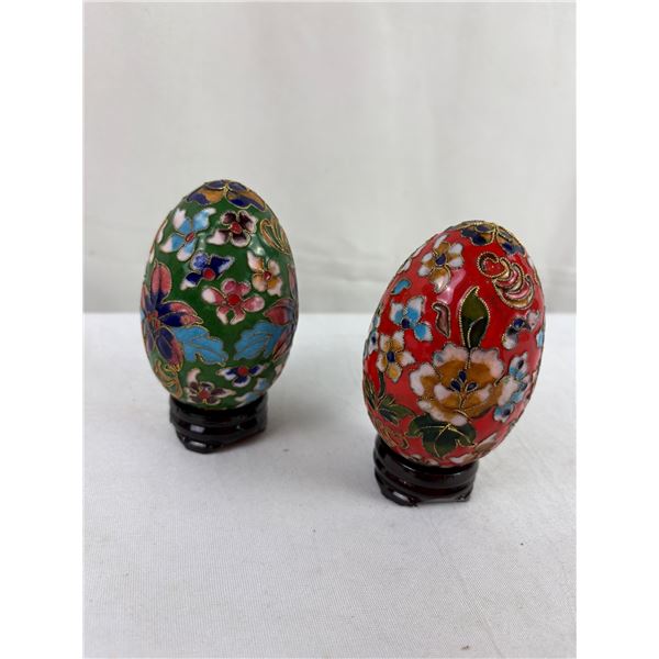2 Vintage Metal Chinese Eggs