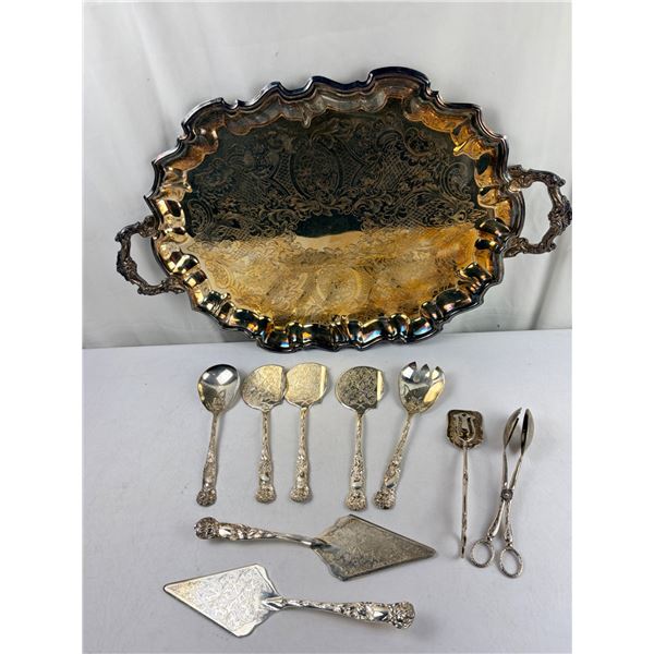 10 pc - Extra lg king plate 26"x17" & Serving Utensils