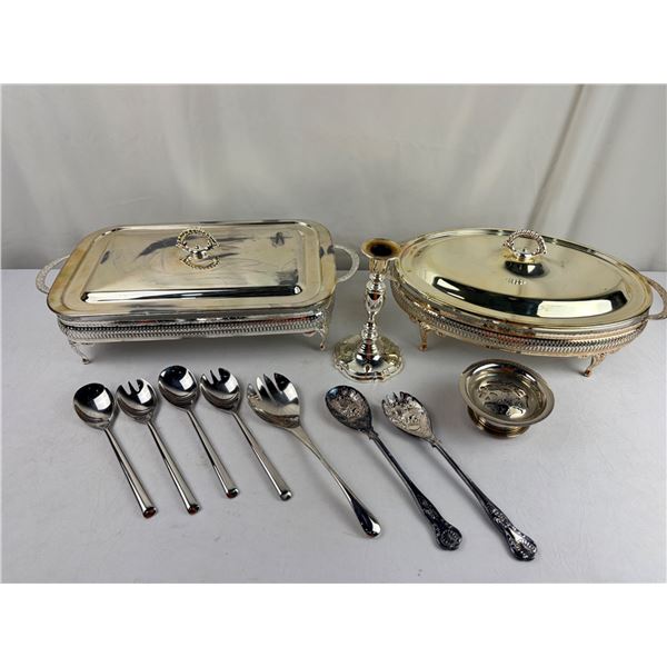 2 Serving Platers with Lid & holder & 7 Serving Spoons