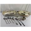 Image 1 : 2 Serving Platers with Lid & holder & 7 Serving Spoons