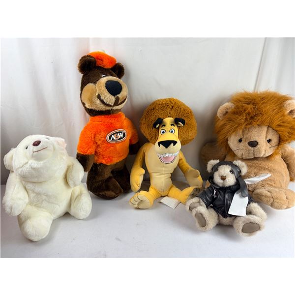 Stuffies - A&W rootbear - 2 Gund - Madagascar Alex