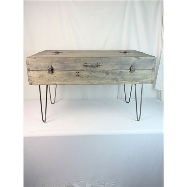 Medium Wooden Tool Box with 12" hairpin legs