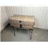 Image 1 : Small Wooden Tool Box Table with 18" hairpin legs