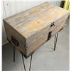 Image 2 : Small Wooden Tool Box Table with 18" hairpin legs