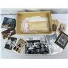 Image 1 : Assorted vintage black & white photos in a JC Penny box