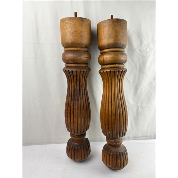 2 Ornate wooden table legs