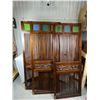 Image 1 : 3 Panel Teak room divider with stain glass