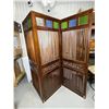 Image 4 : 3 Panel Teak room divider with stain glass