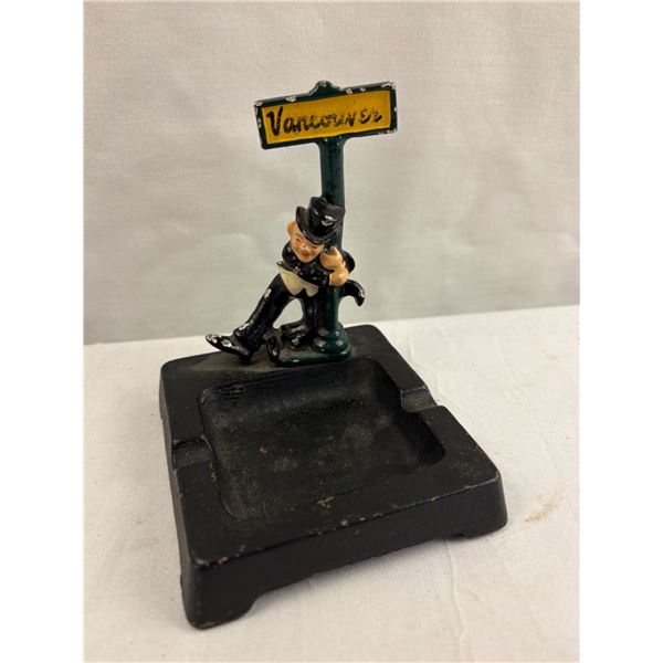 1940's Cast Iron ashtray with Drunk on Lamppost
