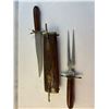 Image 1 : Antique Hand-Carved Wooden Carving Set w/ Brass