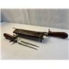 Image 2 : Antique Hand-Carved Wooden Carving Set w/ Brass