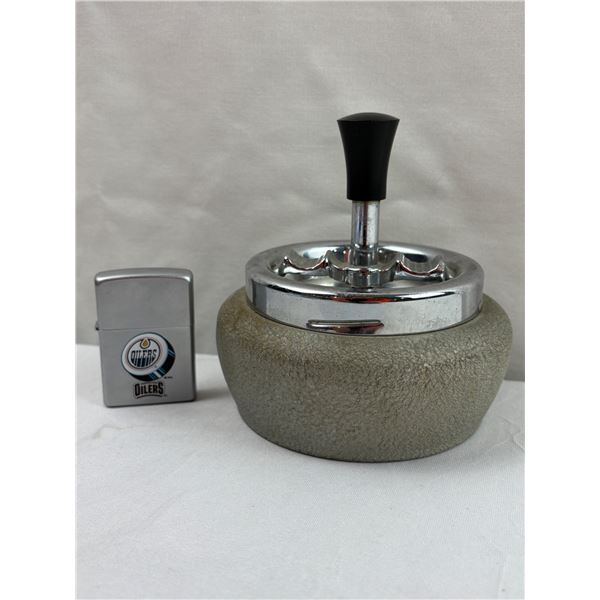Vintage Spinning Cigar Ashtray & Oilers Zippo