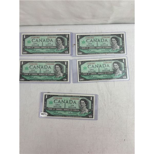 Mint, Uncirculated Sequential 1967 Can. Bills