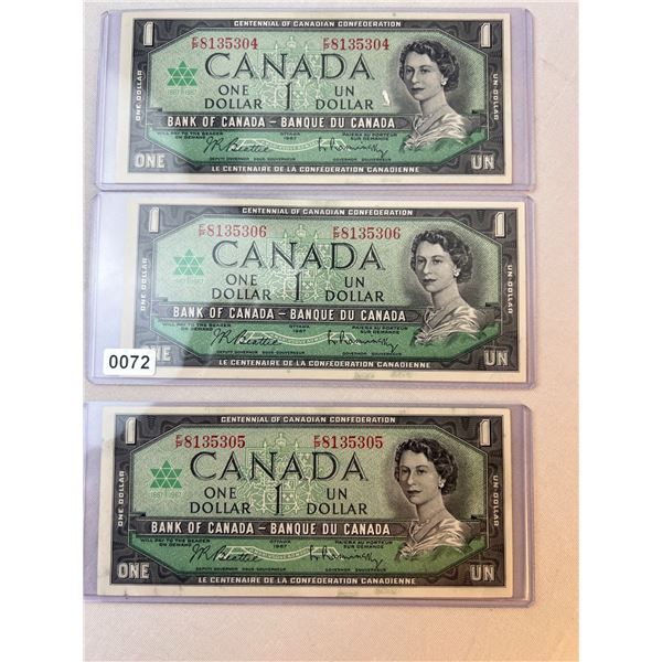 Mint, Uncirculated Sequential 1967 Can. Bills