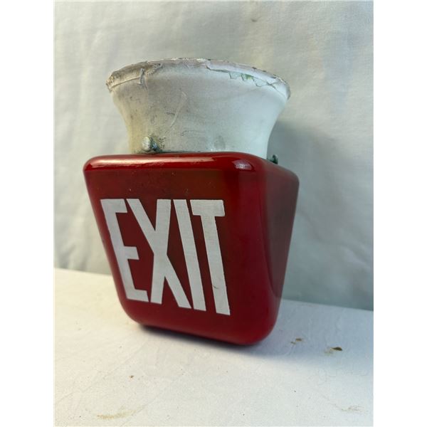 Antique Ruby Glass Exit Sign Light Fixture