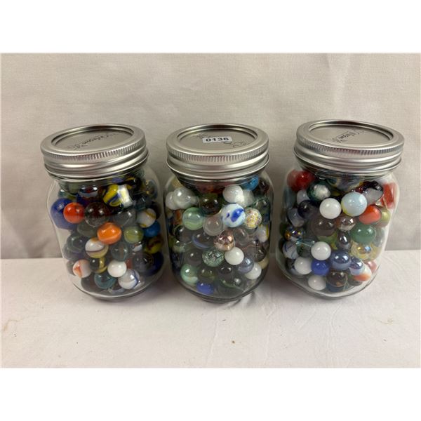 Lot of vintage marbles in mason jars