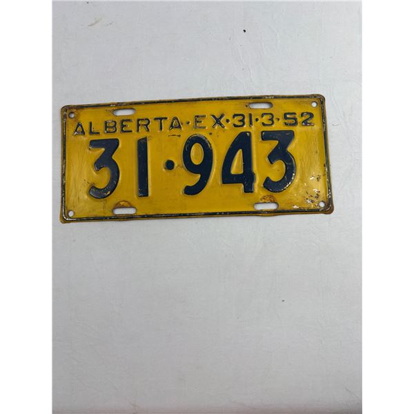 1952 Alberta License Plate