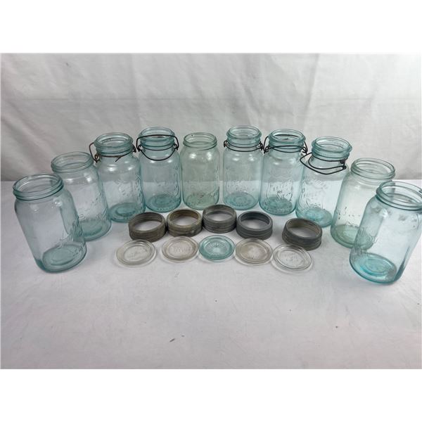 Vintage Blue Glass Jars