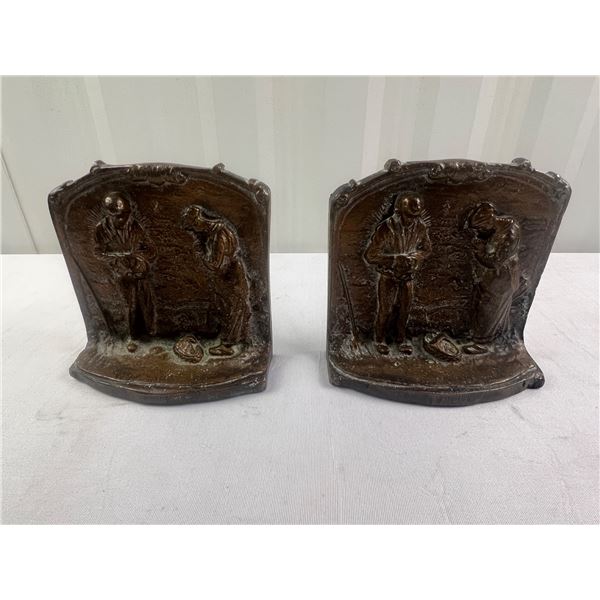 Antique Solid Bronze Book Ends