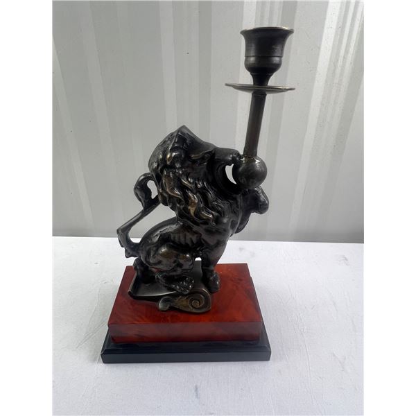 Vintage Cast Iron Lion holding Candlestick