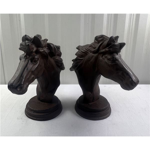 Vintage Cast Iron Bronze Horse Heads