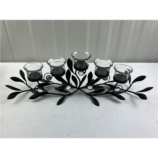 Tea Light Holders Faux clear glass inserts, silver base