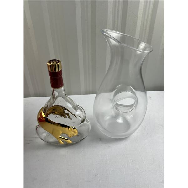 Vintage Clear Glass Wine Decanter, Meukow xo Cognac Bottle