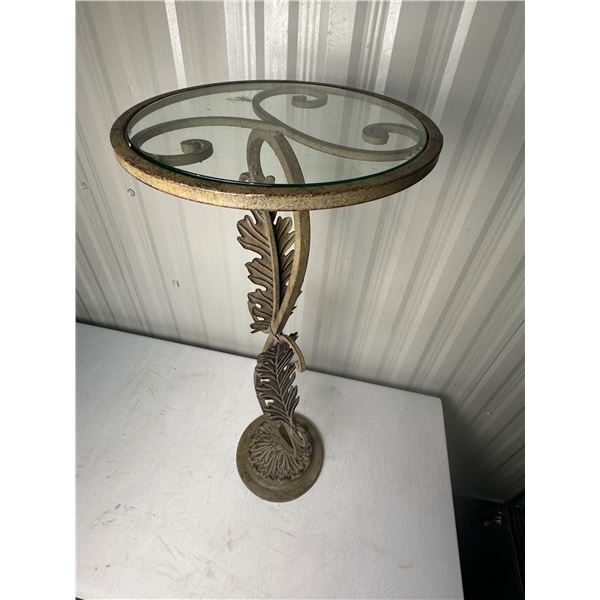 Vintage Metal and Glass Side Table