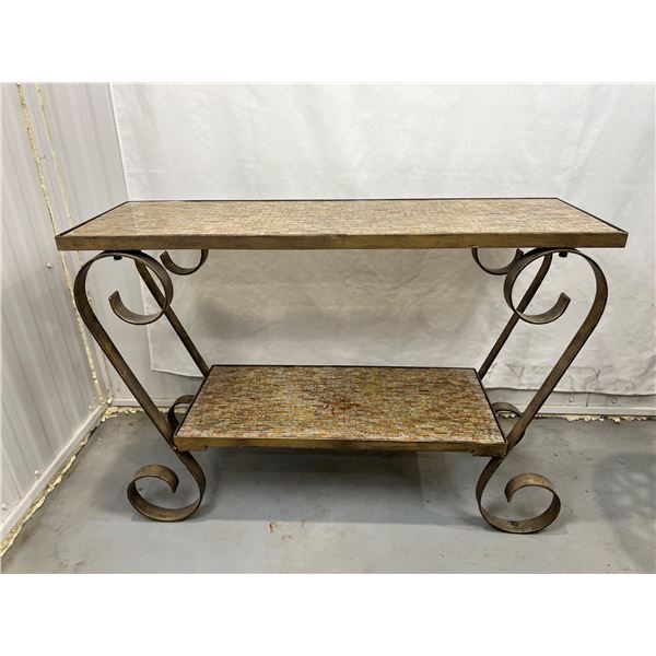 2 Shelf Glass Metal table 14"x44"x30"High