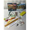 Image 1 : 2 jigsaw puzzles, kids toys, math set, triangle music toy, and more