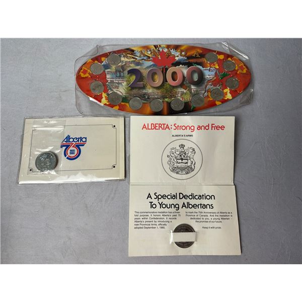 Dedication to young Albertans (4coins) Alberta1975,Canada 2000 display uncirculated  quarters