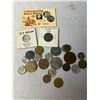 Image 1 : International coins, Carson City silver dollar, shrunken U.S. dollar bill,