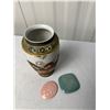 Image 2 : Vintage Japanese Immortals Vase 6 1/4" with gilt finish, 2 votive holders
