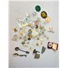 Image 1 : Variety of pins and buttons, Limoges mini plate,Gilbrater and Strausberg  magnets