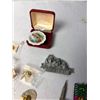 Image 4 : Variety of pins and buttons, Limoges mini plate,Gilbrater and Strausberg  magnets