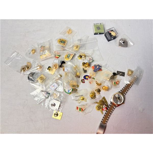 Pin collection with NHL Vancouver Canucks watch, the watch is not working