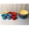 Image 1 : Set of 6 FIESTAWARE mugs, set of 5 FIESTAWARE SOUP/CEREAL BOWLS ASST. COLOUR