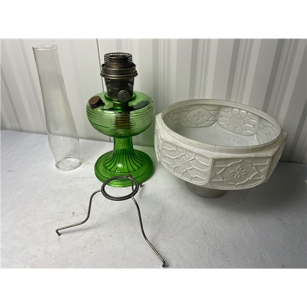 Green Table Oil Lamp with globe