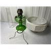 Image 1 : Green Table Oil Lamp with globe