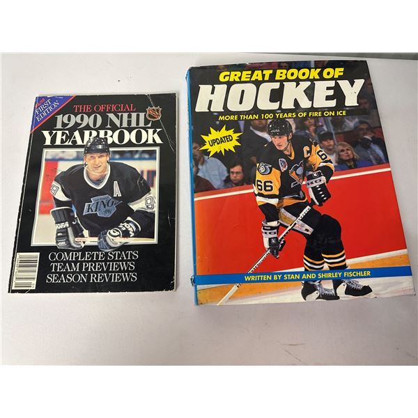 The Great Book of Hockey Hard Cover   1991 - Stan & Shirley Fischler & 1990 NHL Year Book 1st Ed
