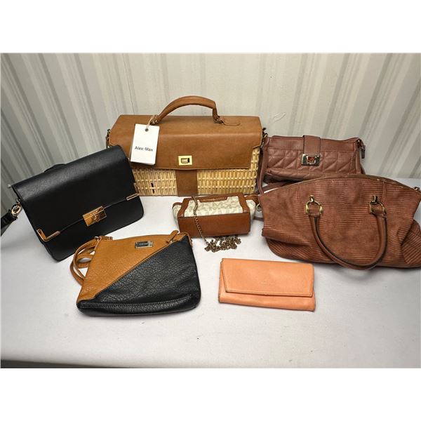 Lot of  6 Purses & 1 Wallet, Michael Kors,Nine West, London Fog,Mat & Nat, Dune,Alex Max, Michaela,