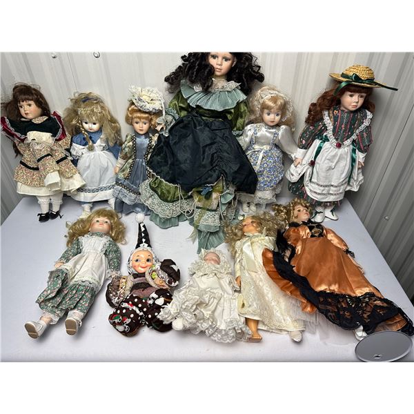 Lot of 11 Antique & Vintage porcelain dolls   1950s to current
