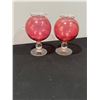 Image 2 : Set of 3 Cranberry Rose Bowls