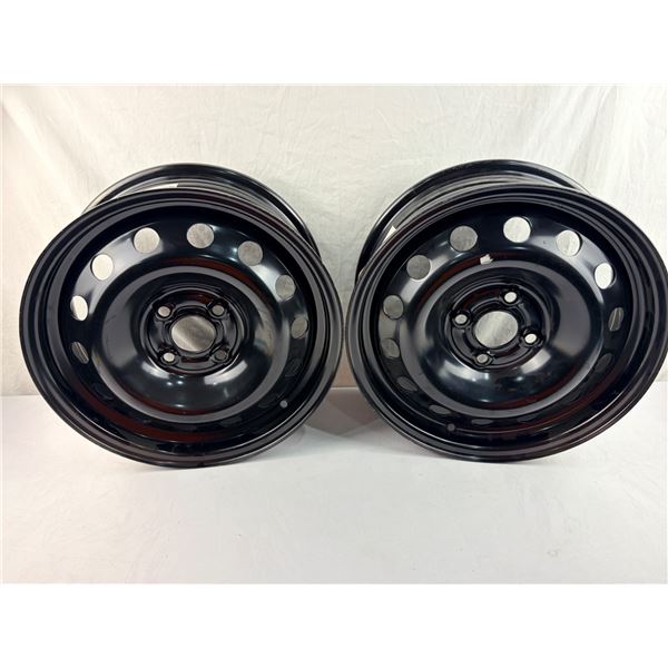 Set of 2 New 15" Gloss Black Steel Wheels/Rims – 4 Bolt Pattern