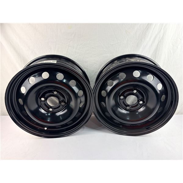 Set of 2 New 15" Gloss Black Steel Wheels/Rims – 4x100 Bolt Pattern