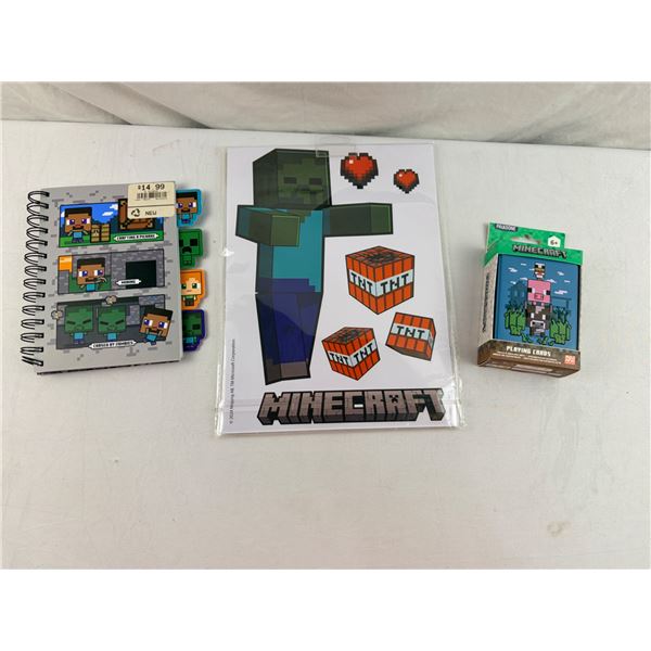 Minecraft Bundle Playing Cards Notebook & Wall Deco Set