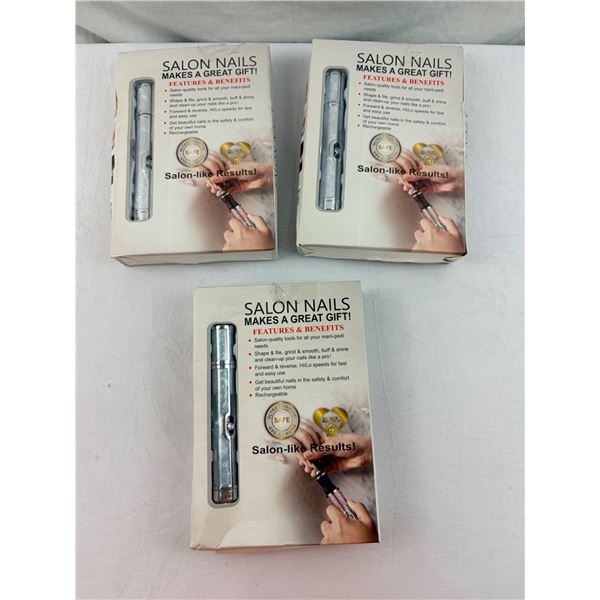 3-Pack Salon Nails Rechargeable Mani-Pedi Kits – New, Damaged Boxes