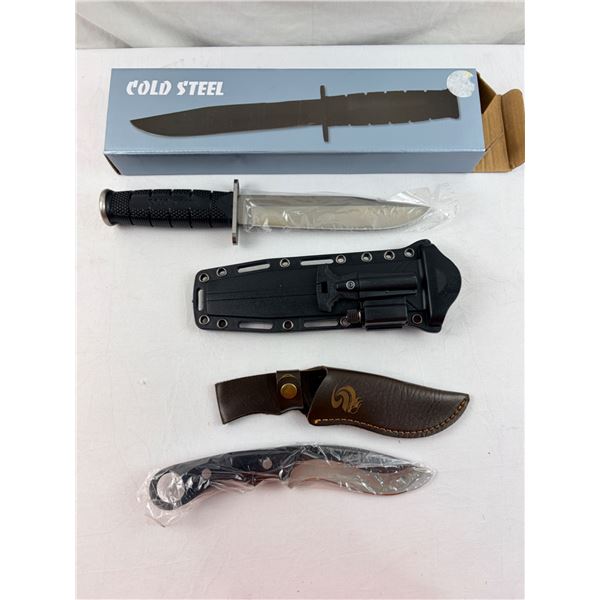 Cold Steel Leatherneck Combat Knife & Bushcraft Rosewood Handle Knife Lot