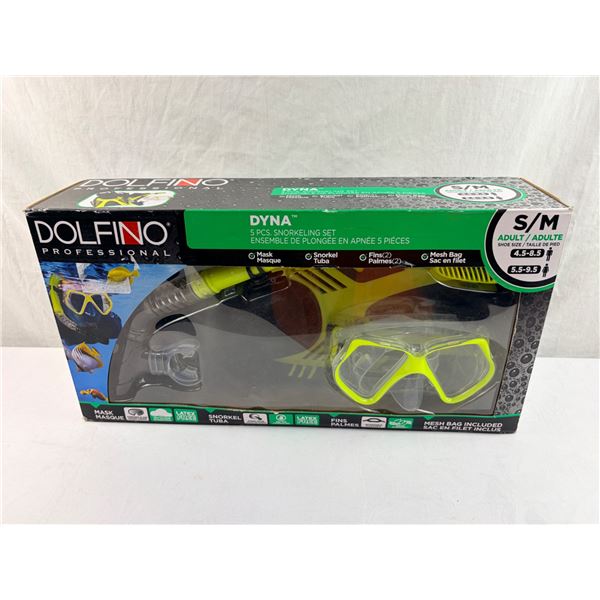 Dolfino Professional 5-Piece Snorkeling Set – Size S/M